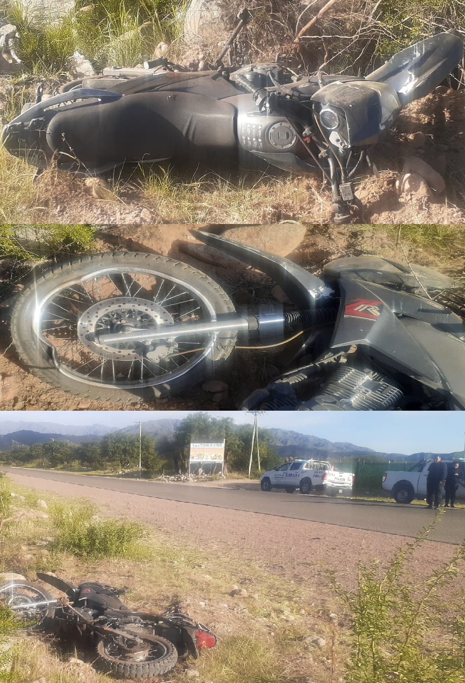 CHILECITO: Motociclista pierde el control del rodado lo que provoco la caída a la banquina y termino con lesiones graves  