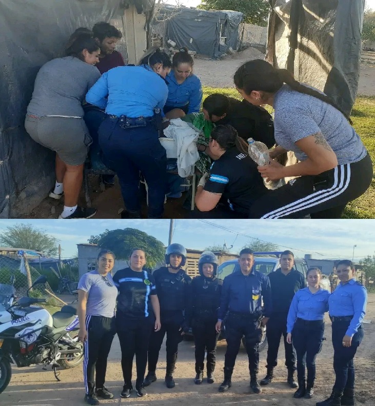 Nuevamente Policías fueron parteros y asistieron a una mujer que dio a luz a una bebé en el barrio Francisco II
