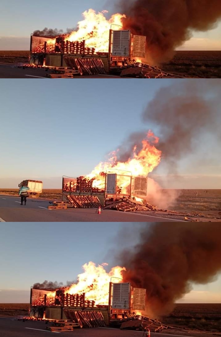 CATAMARCA: Se incendió el acoplado de un camión en la ruta