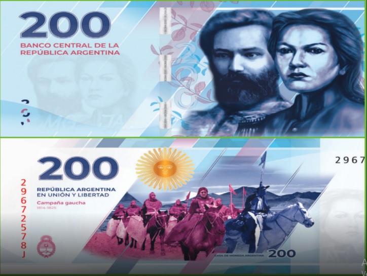 Presentaron un nuevo billete de $200 con la figura del General Güemes y Juana Azurduy