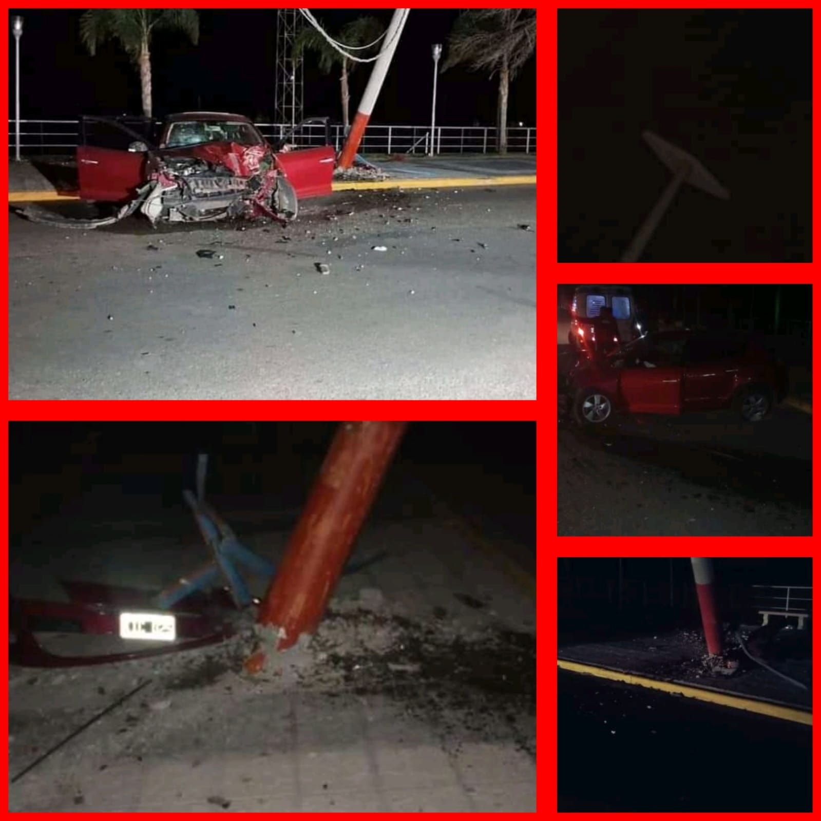 AIMOGASTA:  UN HOMBRE FUE TRASLADADO AL HOSPITAL TRAS CHOCAR CON UN POSTE DE CEMENTO