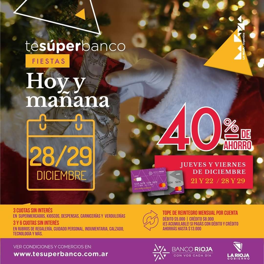 🎁🎄Hacé tus compras para año nuevo con te súper banco fiestas 🎄🎁