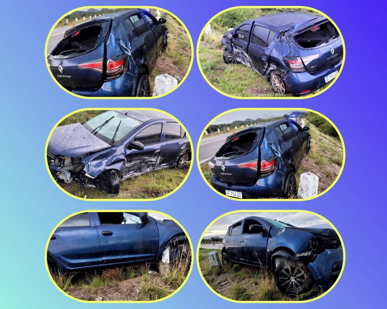 VUELCO EN LA RUTA 75 DE UN AUTOMÓVIL